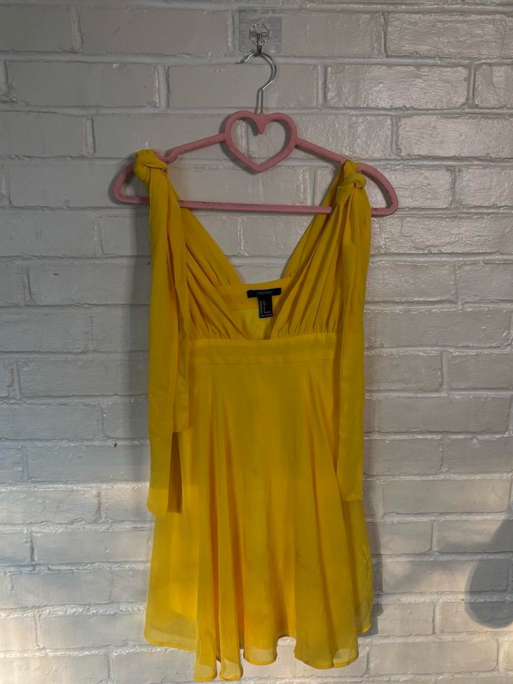 yellow mini dress with tie straps - forever 21 - Picture 2 of 4